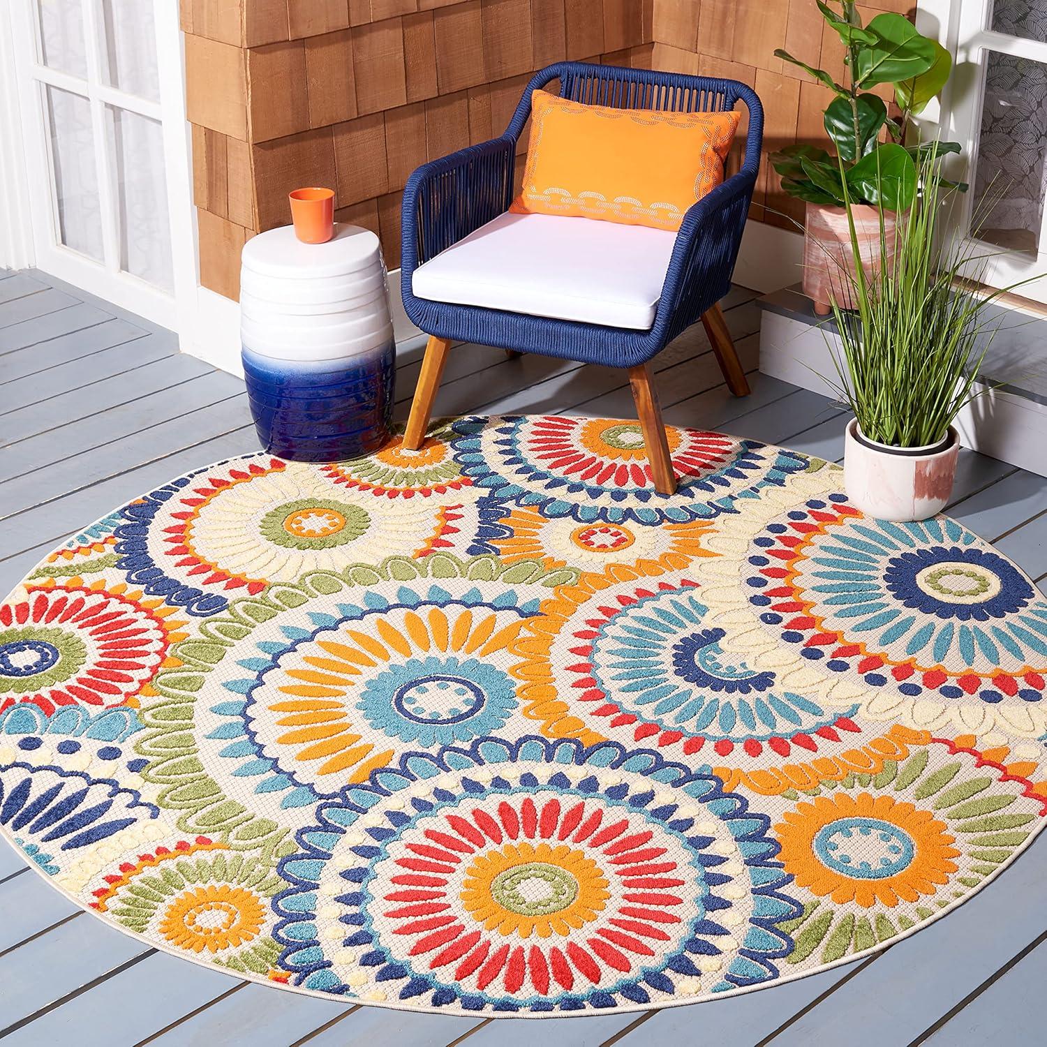 image:imageSAFAVIEH Washable Rug Outdoor Cabana Collection 8 x 10 Grey amp Ivory NonShedding amp Easy to Clean Ideal for Patio Backyard Mudroom CBN382FBlueIvory