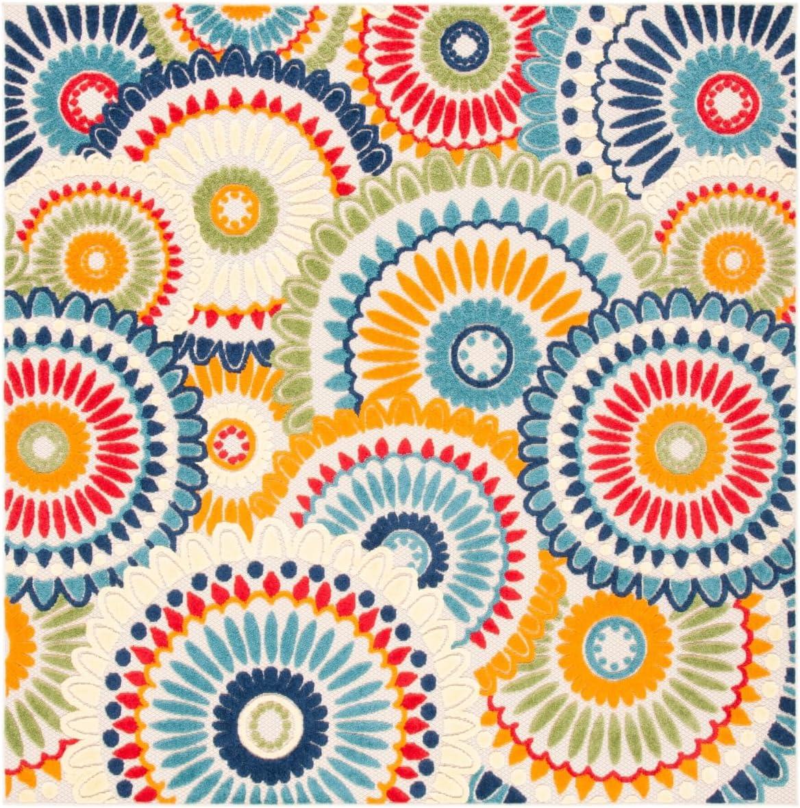 image:imageSAFAVIEH Washable Rug Outdoor Cabana Collection 8 x 10 Grey amp Ivory NonShedding amp Easy to Clean Ideal for Patio Backyard Mudroom CBN382FBlueIvory