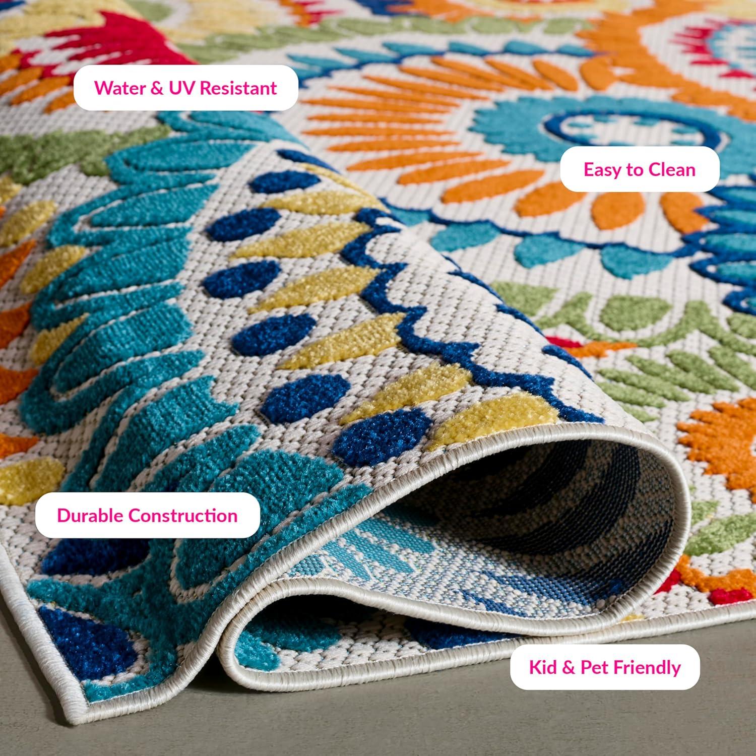 image:imageSAFAVIEH Washable Rug Outdoor Cabana Collection 8 x 10 Grey amp Ivory NonShedding amp Easy to Clean Ideal for Patio Backyard Mudroom CBN382FBlueIvory