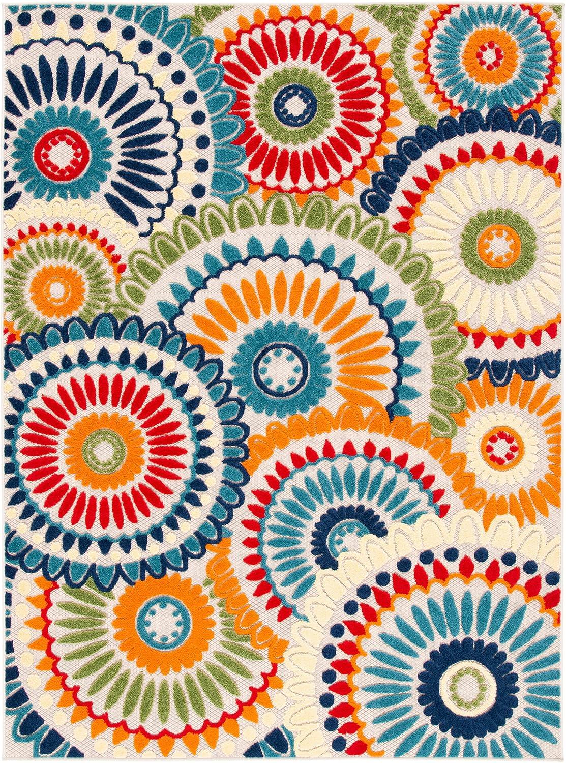 image:imageSAFAVIEH Washable Rug Outdoor Cabana Collection 8 x 10 Grey amp Ivory NonShedding amp Easy to Clean Ideal for Patio Backyard Mudroom CBN382FBlueIvory