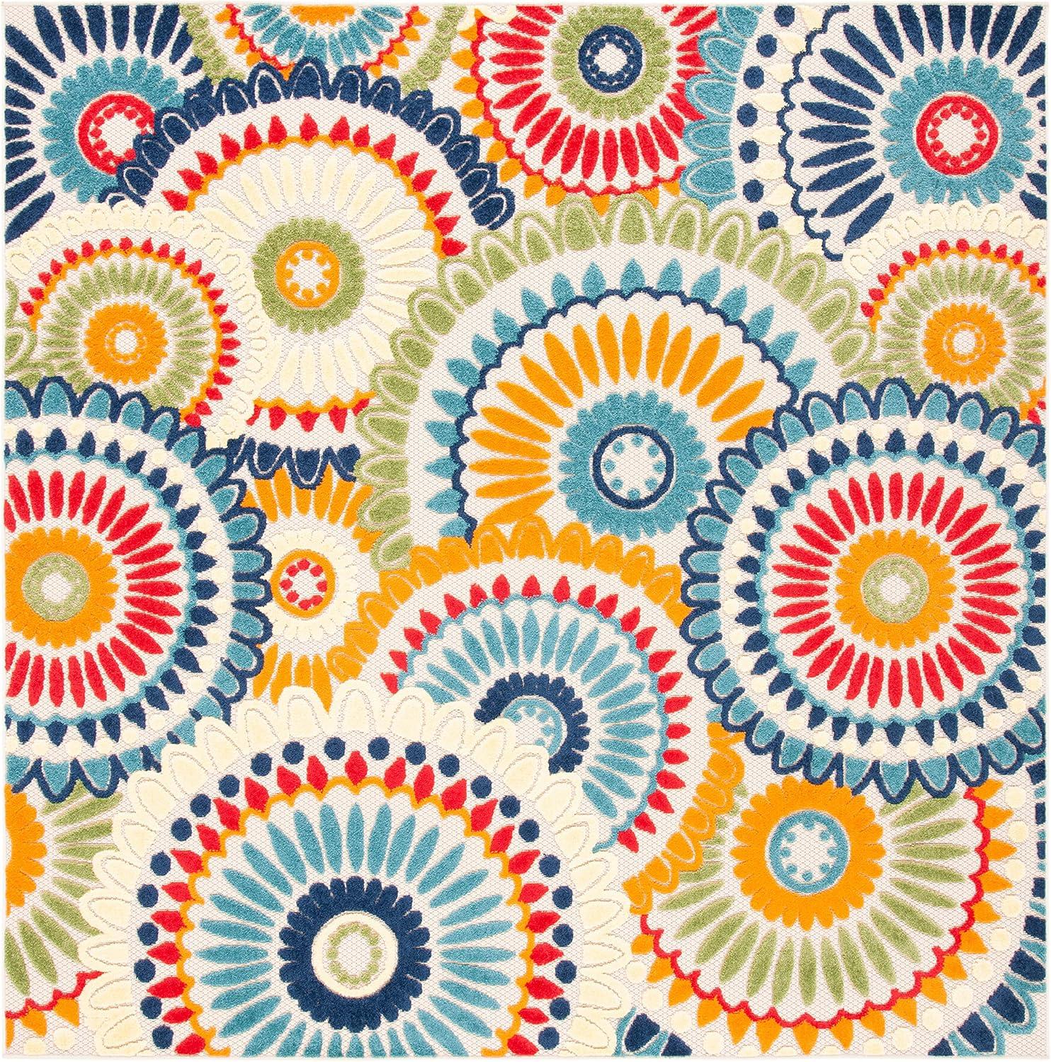 image:imageSAFAVIEH Washable Rug Outdoor Cabana Collection 8 x 10 Grey amp Ivory NonShedding amp Easy to Clean Ideal for Patio Backyard Mudroom CBN382FBlueIvory