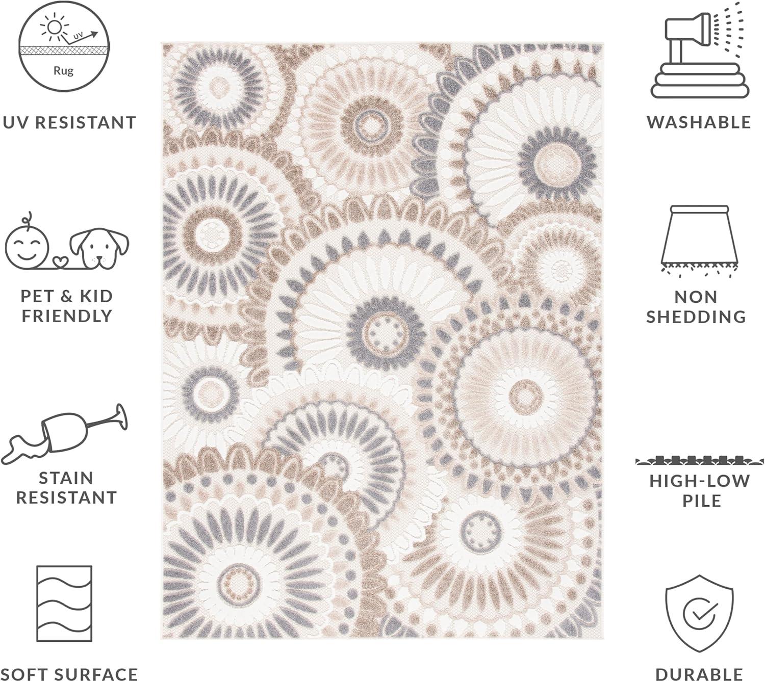 image:imageSAFAVIEH Washable Rug Outdoor Cabana Collection 8 x 10 Grey amp Ivory NonShedding amp Easy to Clean Ideal for Patio Backyard Mudroom CBN382FGreyIvory