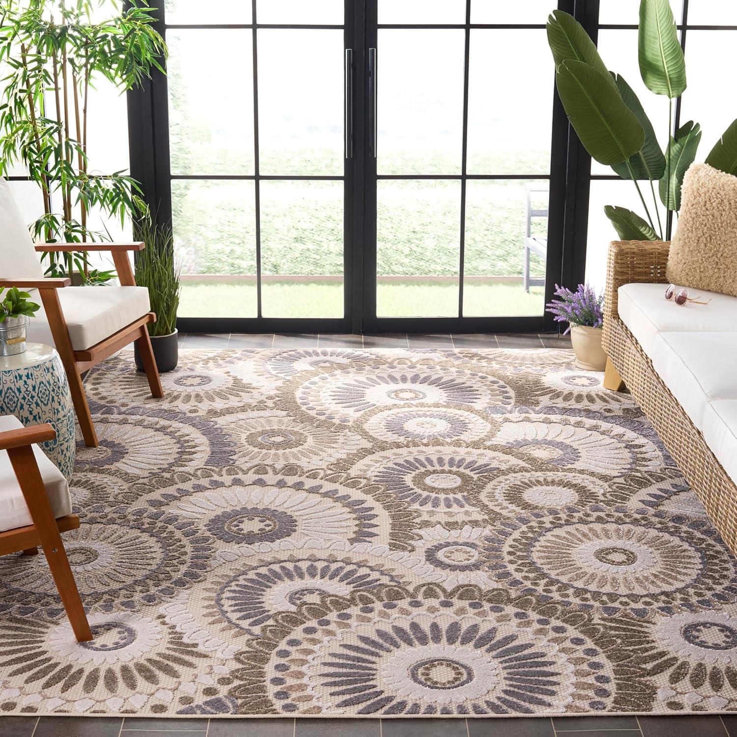 image:imageSAFAVIEH Washable Rug Outdoor Cabana Collection 8 x 10 Grey amp Ivory NonShedding amp Easy to Clean Ideal for Patio Backyard Mudroom CBN382FGreyIvory