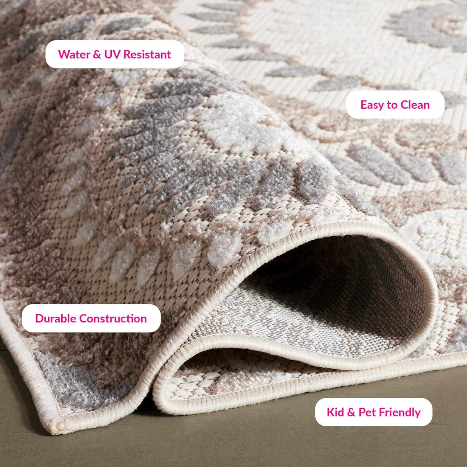 image:imageSAFAVIEH Washable Rug Outdoor Cabana Collection 8 x 10 Grey amp Ivory NonShedding amp Easy to Clean Ideal for Patio Backyard Mudroom CBN382FGreyIvory