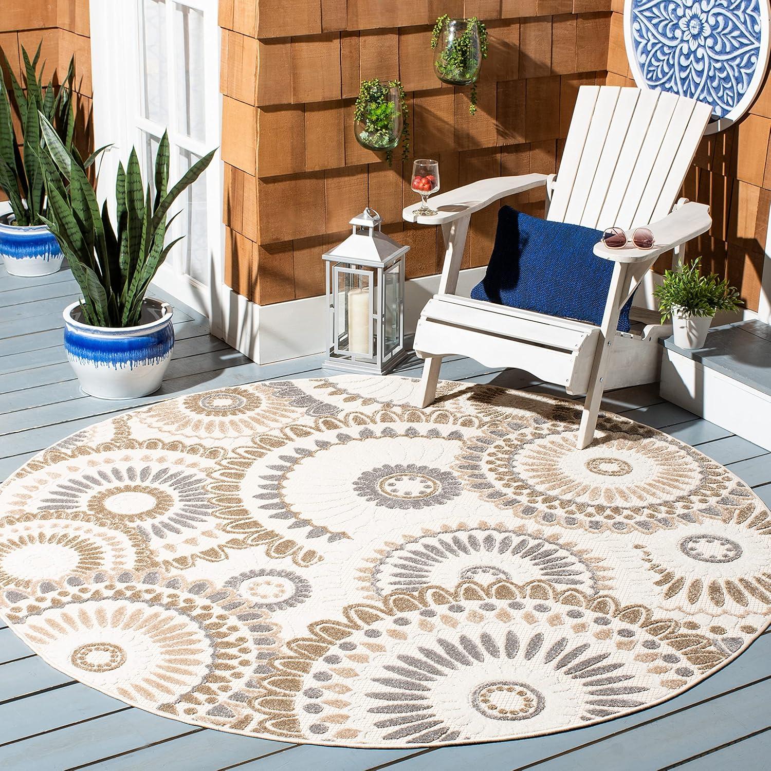 image:imageSAFAVIEH Washable Rug Outdoor Cabana Collection 8 x 10 Grey amp Ivory NonShedding amp Easy to Clean Ideal for Patio Backyard Mudroom CBN382FGreyIvory