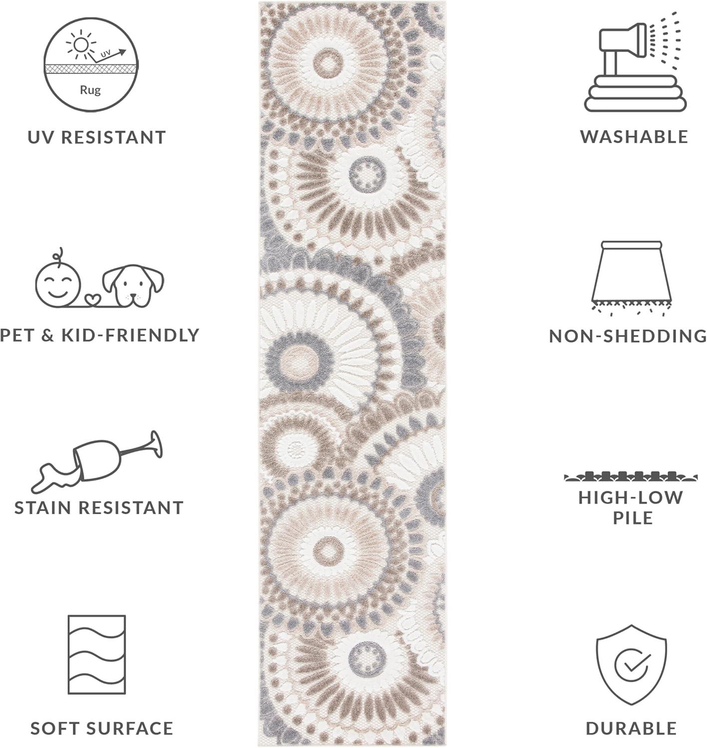 image:imageSAFAVIEH Washable Rug Outdoor Cabana Collection 8 x 10 Grey amp Ivory NonShedding amp Easy to Clean Ideal for Patio Backyard Mudroom CBN382FGreyIvory