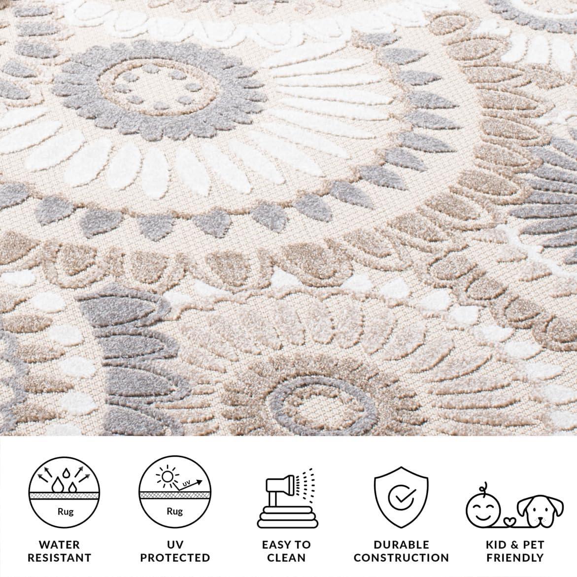 image:imageSAFAVIEH Washable Rug Outdoor Cabana Collection 8 x 10 Grey amp Ivory NonShedding amp Easy to Clean Ideal for Patio Backyard Mudroom CBN382FGreyIvory