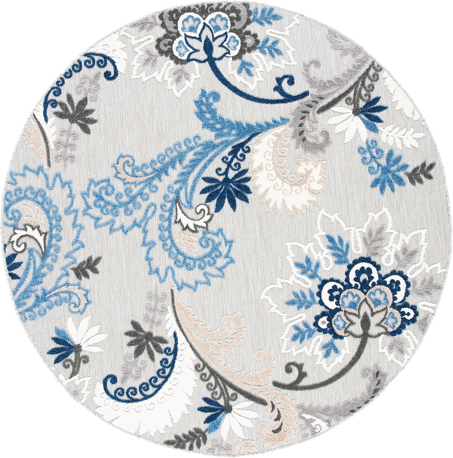 image:imageSAFAVIEH Washable Rug Outdoor Cabana Collection 8 x 10 Ivory amp Blue NonShedding amp Easy to Clean Ideal for Patio Backyard Mudroom CBN305AGreyBlue