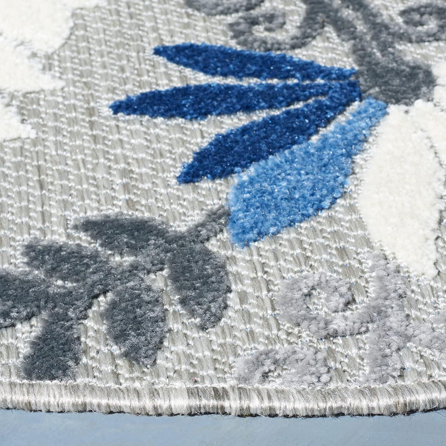 image:imageSAFAVIEH Washable Rug Outdoor Cabana Collection 8 x 10 Ivory amp Blue NonShedding amp Easy to Clean Ideal for Patio Backyard Mudroom CBN305AGreyBlue
