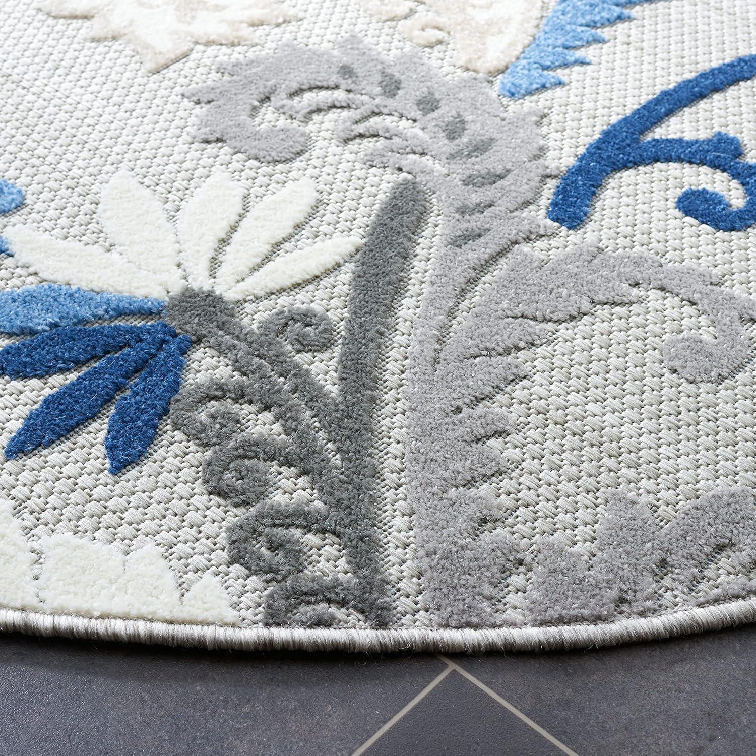 image:imageSAFAVIEH Washable Rug Outdoor Cabana Collection 8 x 10 Ivory amp Blue NonShedding amp Easy to Clean Ideal for Patio Backyard Mudroom CBN305AGreyBlue