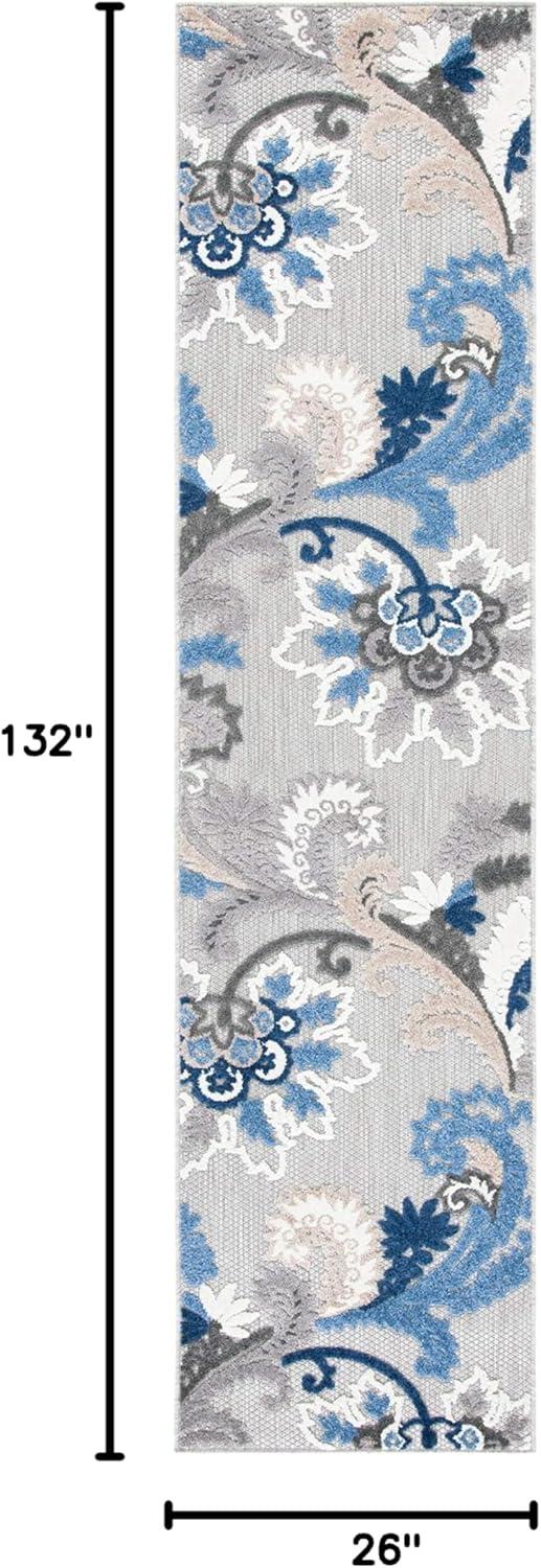 image:imageSAFAVIEH Washable Rug Outdoor Cabana Collection 8 x 10 Ivory amp Blue NonShedding amp Easy to Clean Ideal for Patio Backyard Mudroom CBN305AGreyBlue