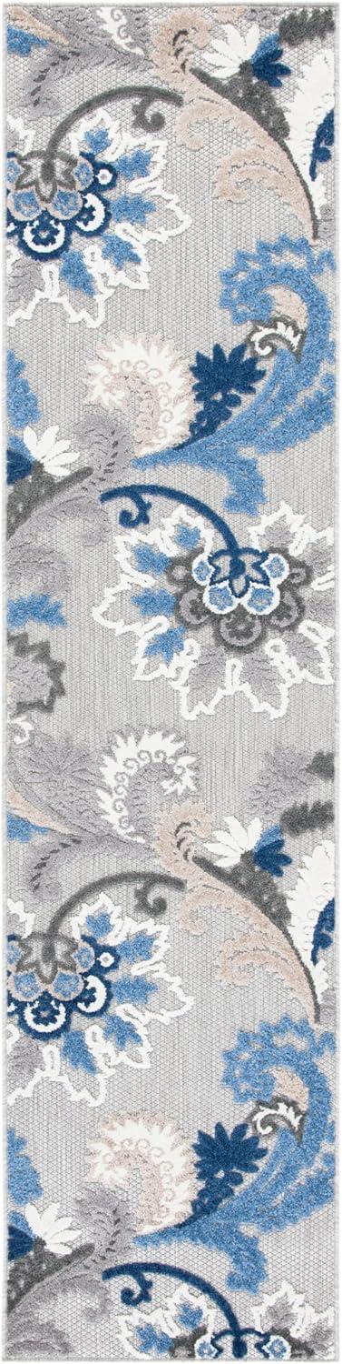 image:imageSAFAVIEH Washable Rug Outdoor Cabana Collection 8 x 10 Ivory amp Blue NonShedding amp Easy to Clean Ideal for Patio Backyard Mudroom CBN305AGreyBlue