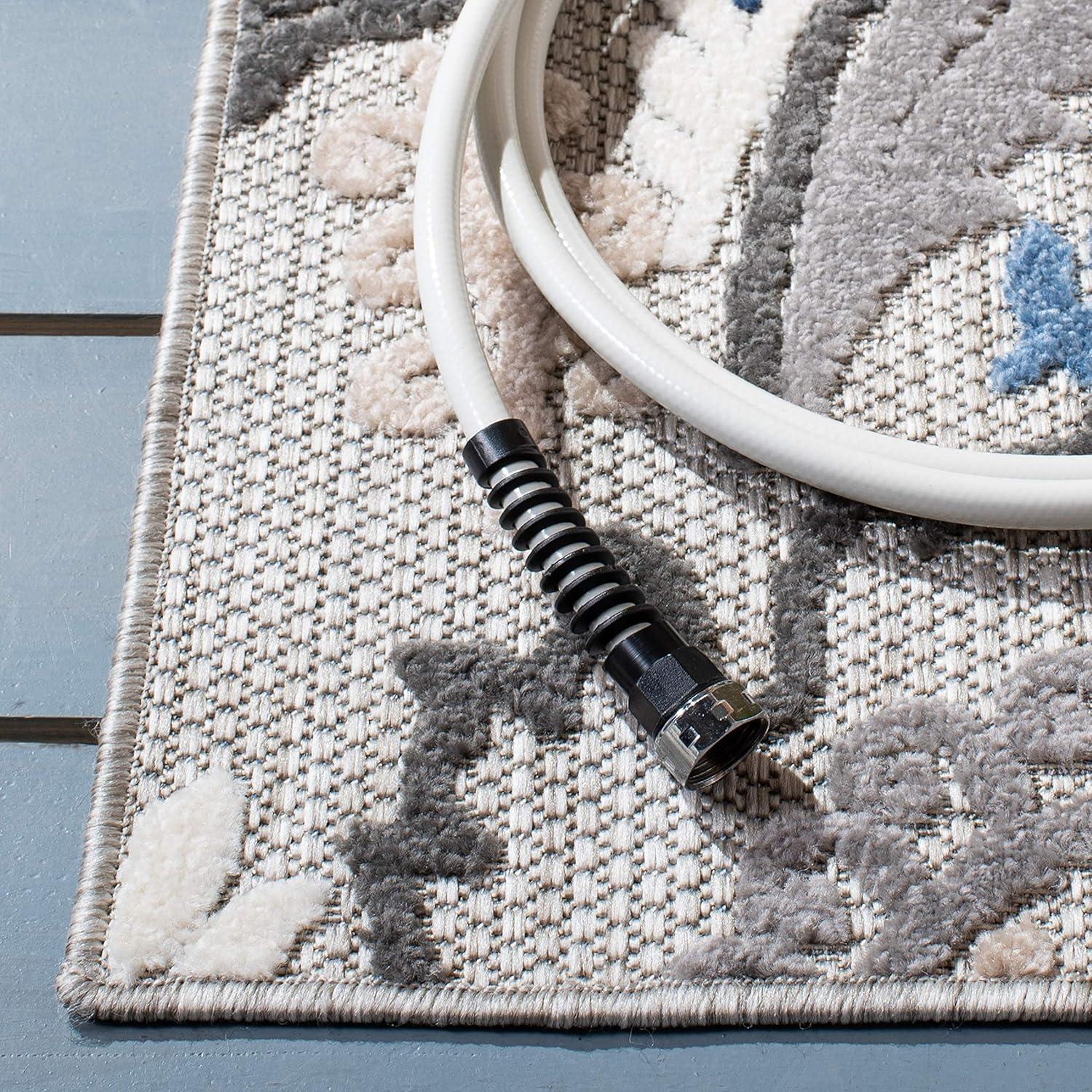 image:imageSAFAVIEH Washable Rug Outdoor Cabana Collection 8 x 10 Ivory amp Blue NonShedding amp Easy to Clean Ideal for Patio Backyard Mudroom CBN305AGreyBlue