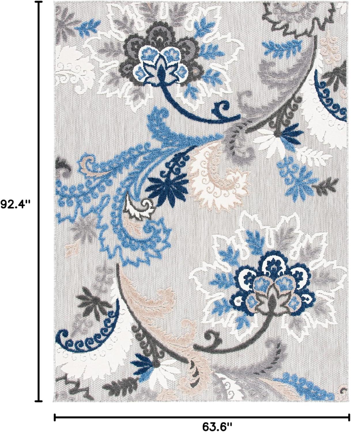 image:imageSAFAVIEH Washable Rug Outdoor Cabana Collection 8 x 10 Ivory amp Blue NonShedding amp Easy to Clean Ideal for Patio Backyard Mudroom CBN305AGreyBlue