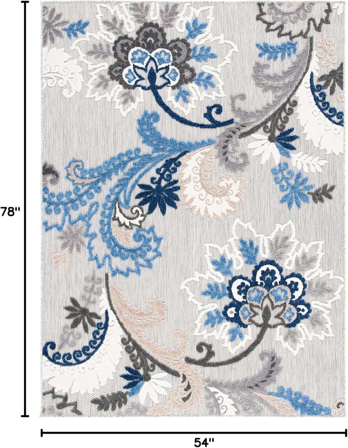 image:imageSAFAVIEH Washable Rug Outdoor Cabana Collection 8 x 10 Ivory amp Blue NonShedding amp Easy to Clean Ideal for Patio Backyard Mudroom CBN305AGreyBlue