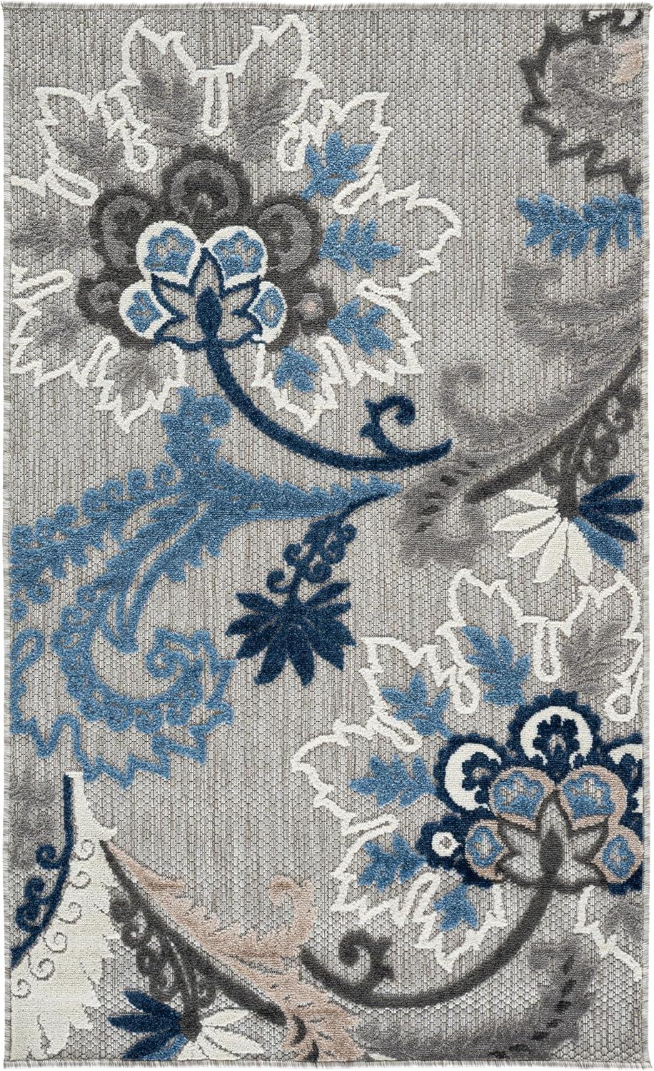 image:imageSAFAVIEH Washable Rug Outdoor Cabana Collection 8 x 10 Ivory amp Blue NonShedding amp Easy to Clean Ideal for Patio Backyard Mudroom CBN305AGreyBlue