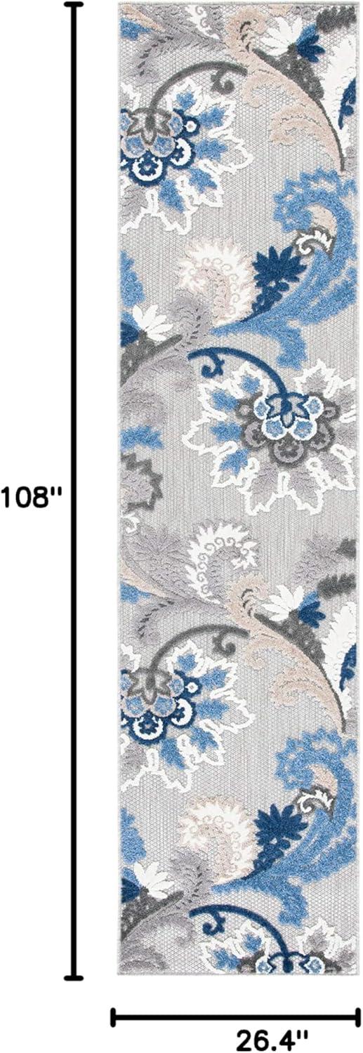 image:imageSAFAVIEH Washable Rug Outdoor Cabana Collection 8 x 10 Ivory amp Blue NonShedding amp Easy to Clean Ideal for Patio Backyard Mudroom CBN305AGreyBlue