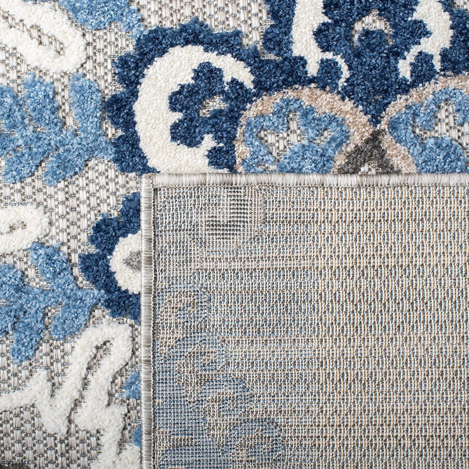 image:imageSAFAVIEH Washable Rug Outdoor Cabana Collection 8 x 10 Ivory amp Blue NonShedding amp Easy to Clean Ideal for Patio Backyard Mudroom CBN305AGreyBlue