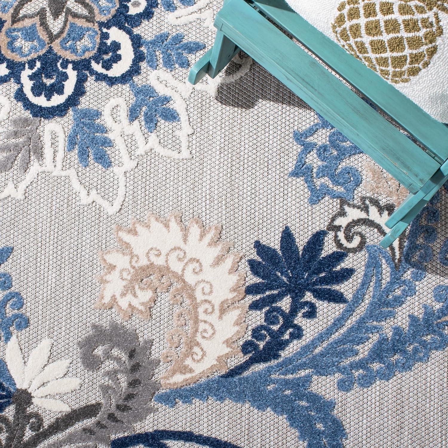 image:imageSAFAVIEH Washable Rug Outdoor Cabana Collection 8 x 10 Ivory amp Blue NonShedding amp Easy to Clean Ideal for Patio Backyard Mudroom CBN305AGreyBlue