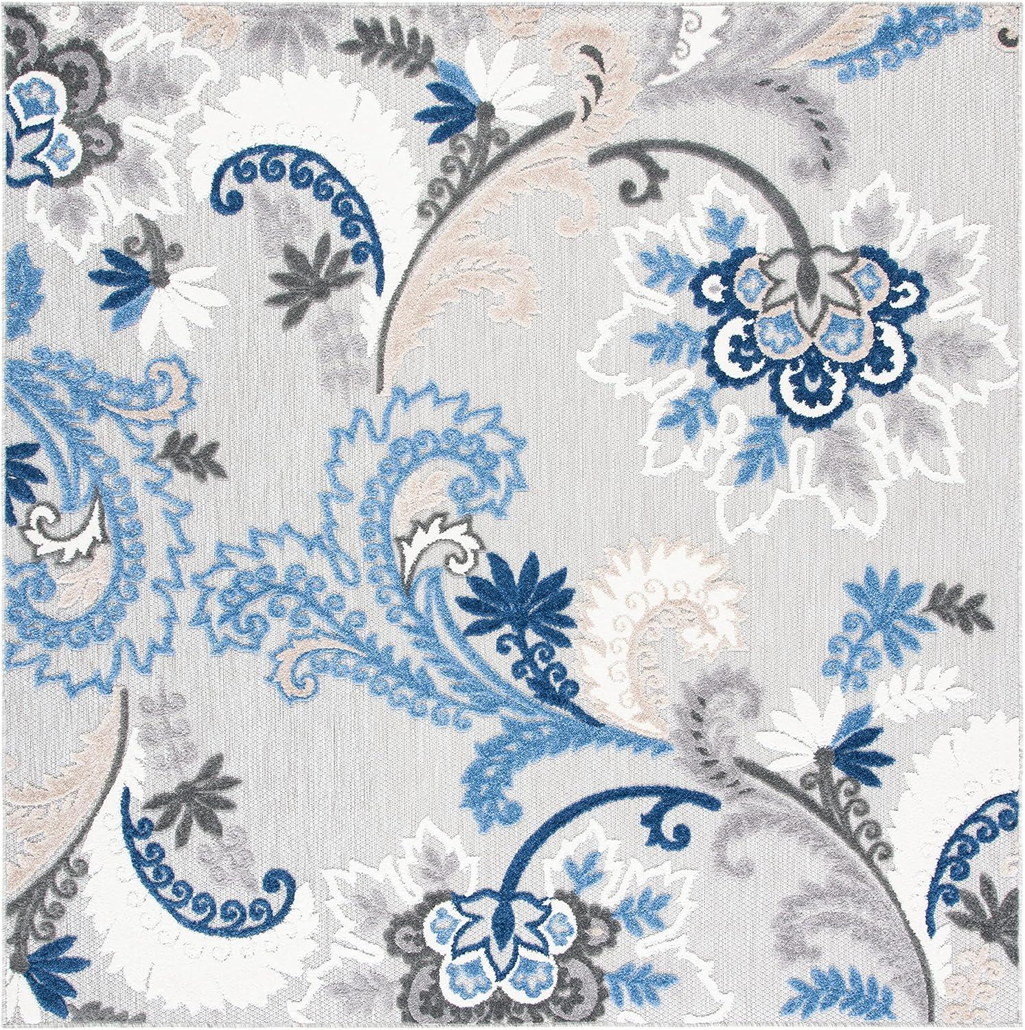 image:imageSAFAVIEH Washable Rug Outdoor Cabana Collection 8 x 10 Ivory amp Blue NonShedding amp Easy to Clean Ideal for Patio Backyard Mudroom CBN305AGreyBlue