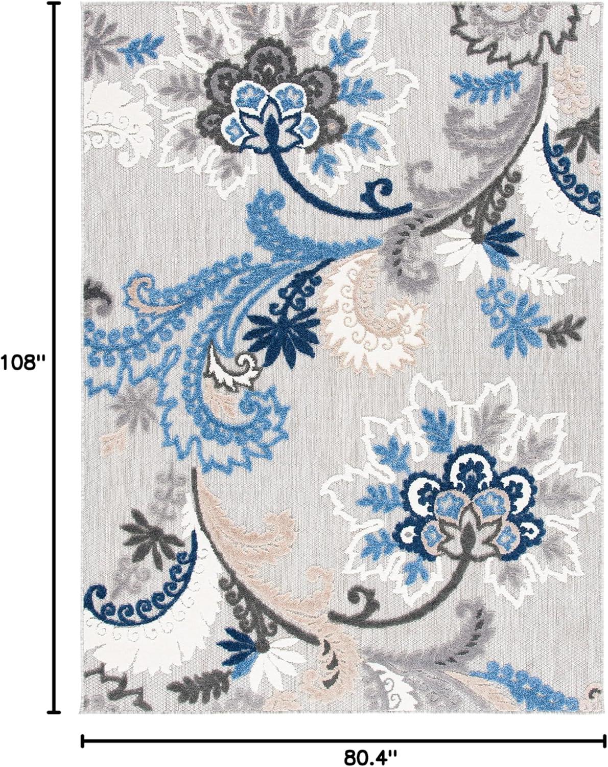 image:imageSAFAVIEH Washable Rug Outdoor Cabana Collection 8 x 10 Ivory amp Blue NonShedding amp Easy to Clean Ideal for Patio Backyard Mudroom CBN305AGreyBlue