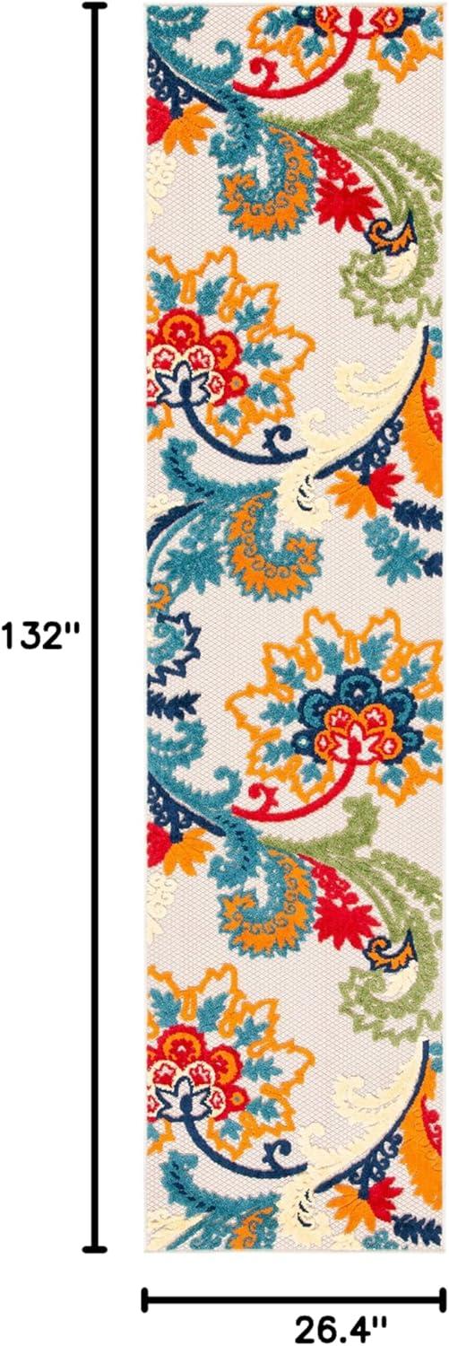 image:imageSAFAVIEH Washable Rug Outdoor Cabana Collection 8 x 10 Ivory amp Blue NonShedding amp Easy to Clean Ideal for Patio Backyard Mudroom CBN305AIvoryBlue