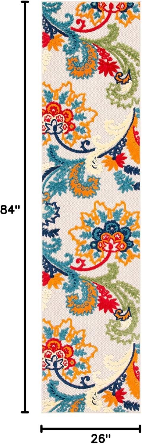 image:imageSAFAVIEH Washable Rug Outdoor Cabana Collection 8 x 10 Ivory amp Blue NonShedding amp Easy to Clean Ideal for Patio Backyard Mudroom CBN305AIvoryBlue
