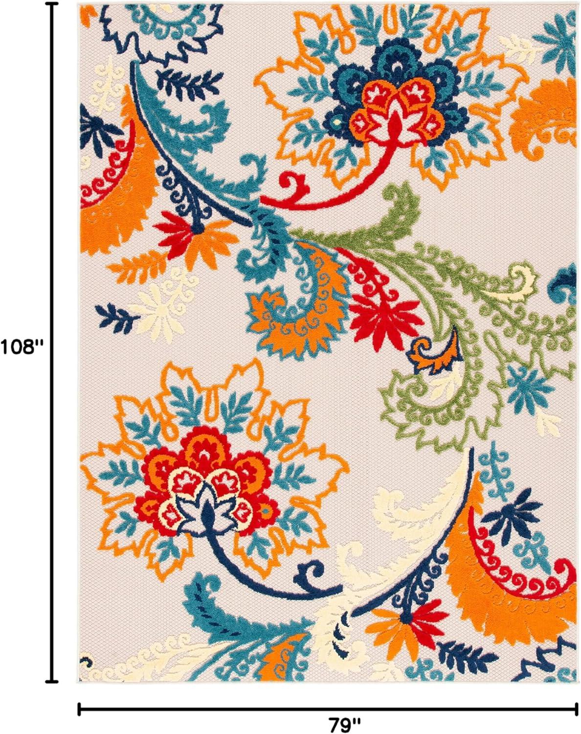 image:imageSAFAVIEH Washable Rug Outdoor Cabana Collection 8 x 10 Ivory amp Blue NonShedding amp Easy to Clean Ideal for Patio Backyard Mudroom CBN305AIvoryBlue
