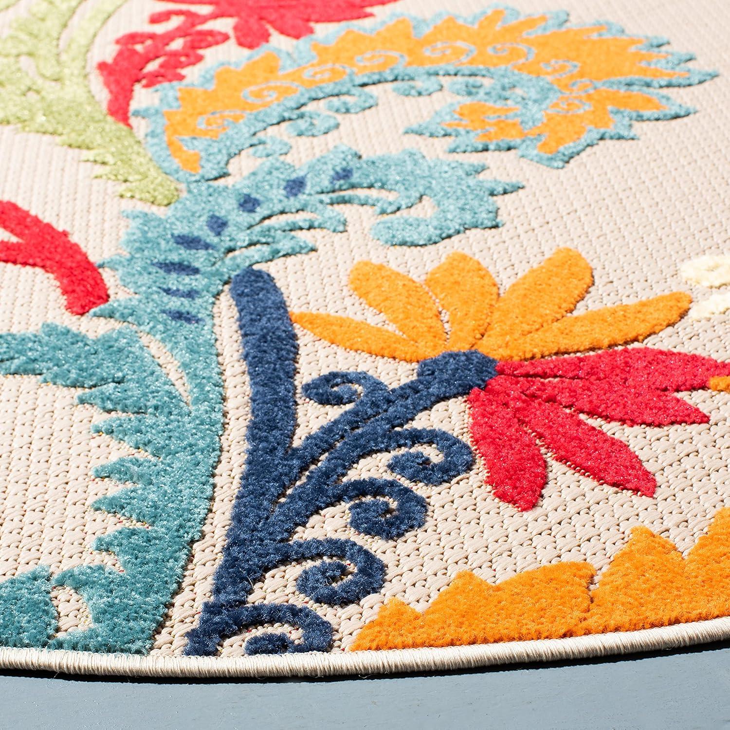 image:imageSAFAVIEH Washable Rug Outdoor Cabana Collection 8 x 10 Ivory amp Blue NonShedding amp Easy to Clean Ideal for Patio Backyard Mudroom CBN305AIvoryBlue