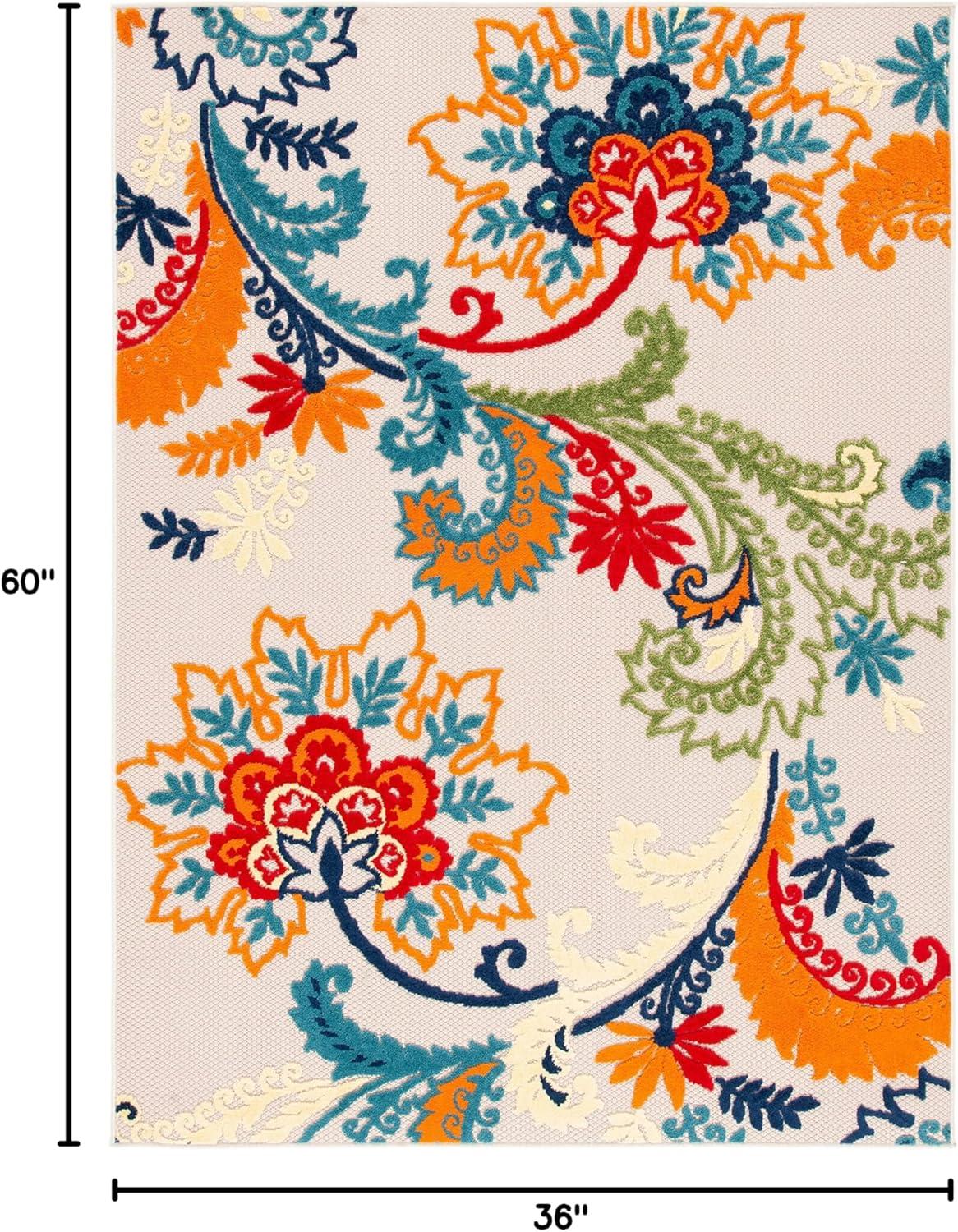 image:imageSAFAVIEH Washable Rug Outdoor Cabana Collection 8 x 10 Ivory amp Blue NonShedding amp Easy to Clean Ideal for Patio Backyard Mudroom CBN305AIvoryBlue