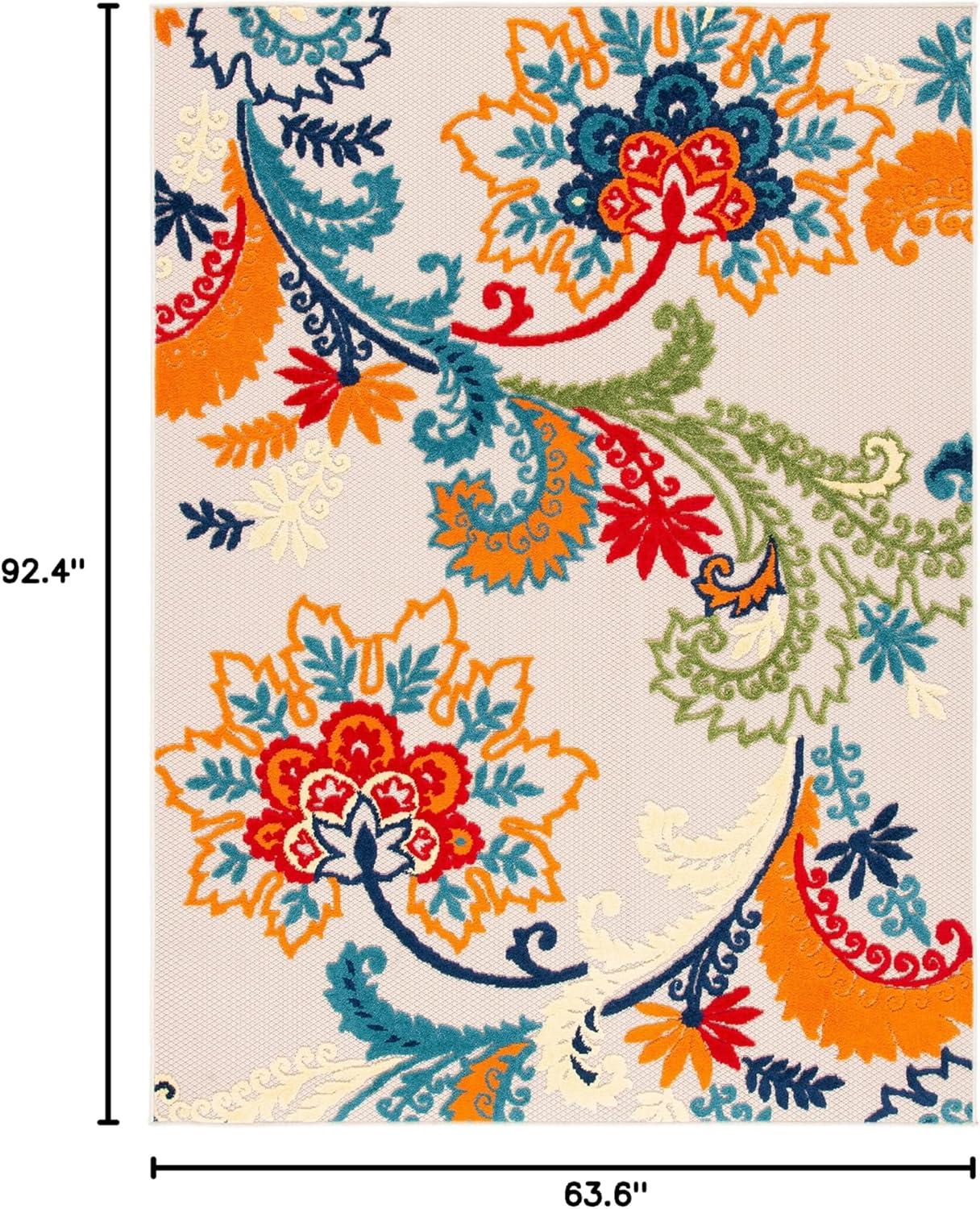 image:imageSAFAVIEH Washable Rug Outdoor Cabana Collection 8 x 10 Ivory amp Blue NonShedding amp Easy to Clean Ideal for Patio Backyard Mudroom CBN305AIvoryBlue