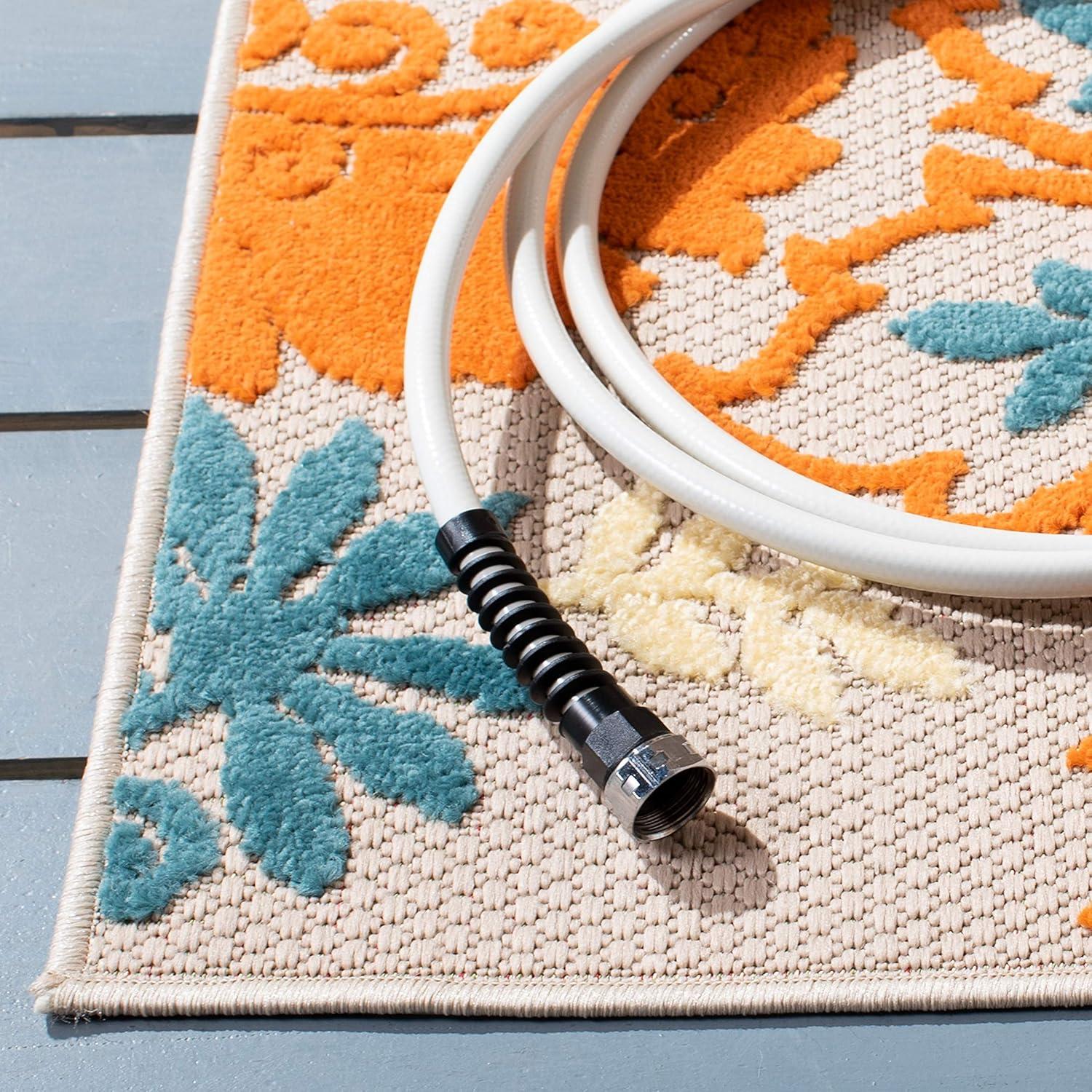 image:imageSAFAVIEH Washable Rug Outdoor Cabana Collection 8 x 10 Ivory amp Blue NonShedding amp Easy to Clean Ideal for Patio Backyard Mudroom CBN305AIvoryBlue