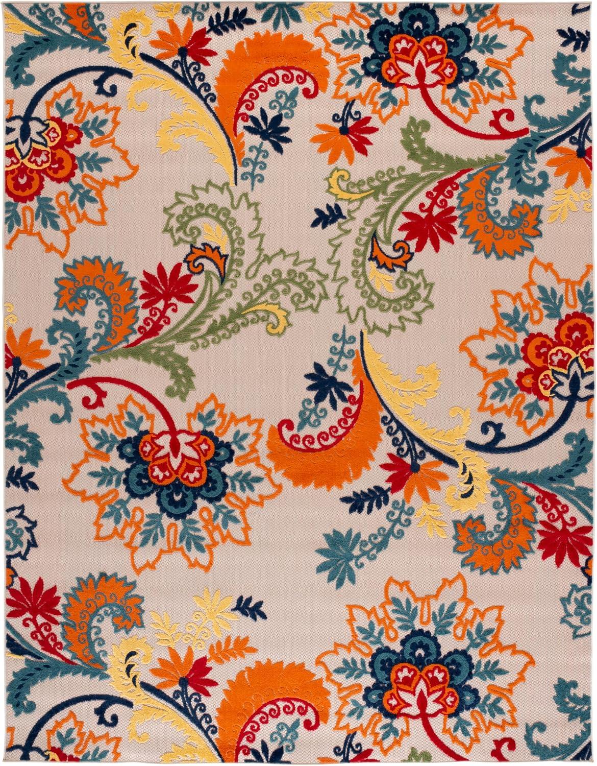 image:imageSAFAVIEH Washable Rug Outdoor Cabana Collection 8 x 10 Ivory amp Blue NonShedding amp Easy to Clean Ideal for Patio Backyard Mudroom CBN305AIvoryBlue