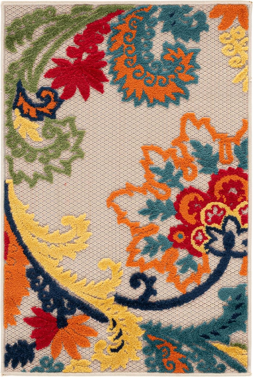 image:imageSAFAVIEH Washable Rug Outdoor Cabana Collection 8 x 10 Ivory amp Blue NonShedding amp Easy to Clean Ideal for Patio Backyard Mudroom CBN305AIvoryBlue