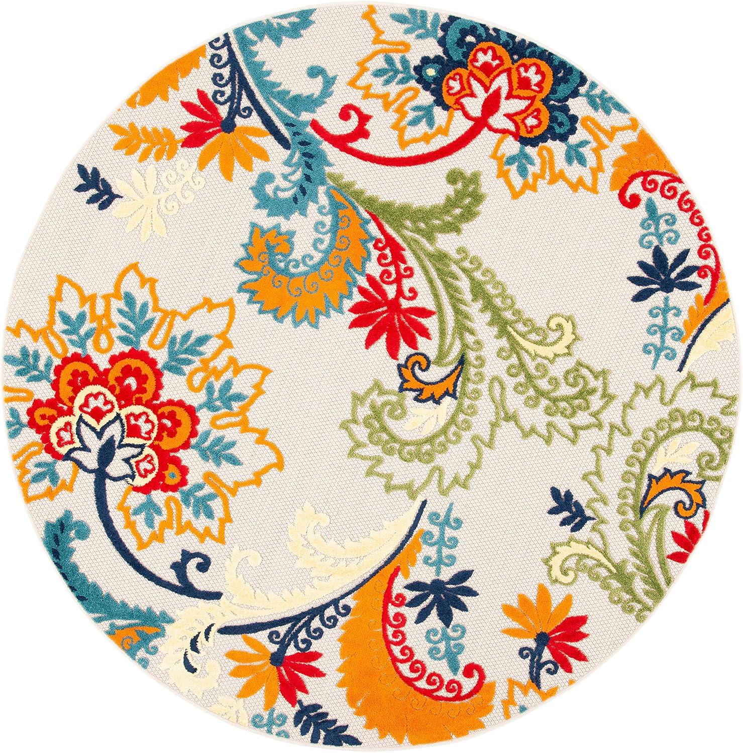 image:imageSAFAVIEH Washable Rug Outdoor Cabana Collection 8 x 10 Ivory amp Blue NonShedding amp Easy to Clean Ideal for Patio Backyard Mudroom CBN305AIvoryBlue