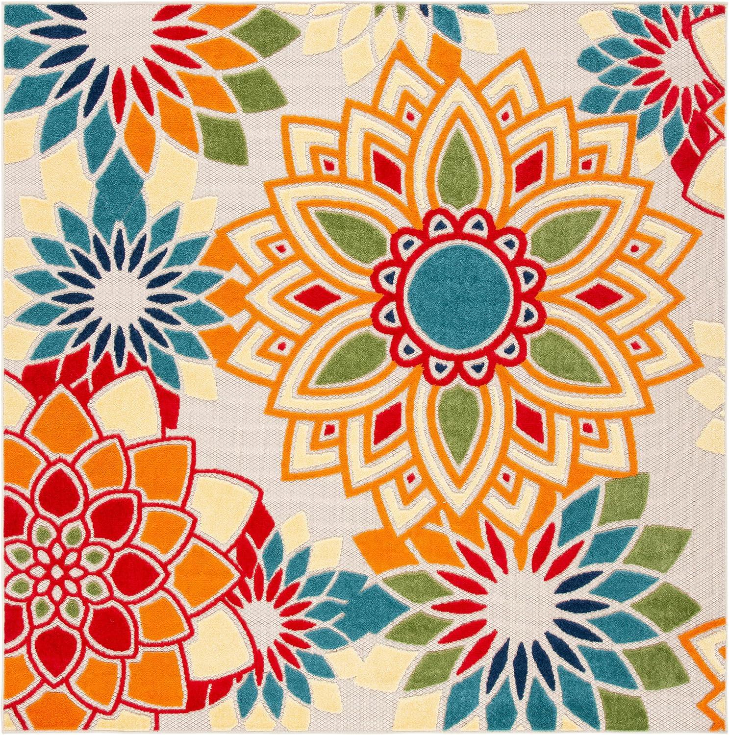 image:imageSAFAVIEH Washable Rug Outdoor Cabana Collection 8 x 10 Ivory amp Orange NonShedding amp Easy to Clean Ideal for Patio Backyard Mudroom CBN328AIvoryOrange