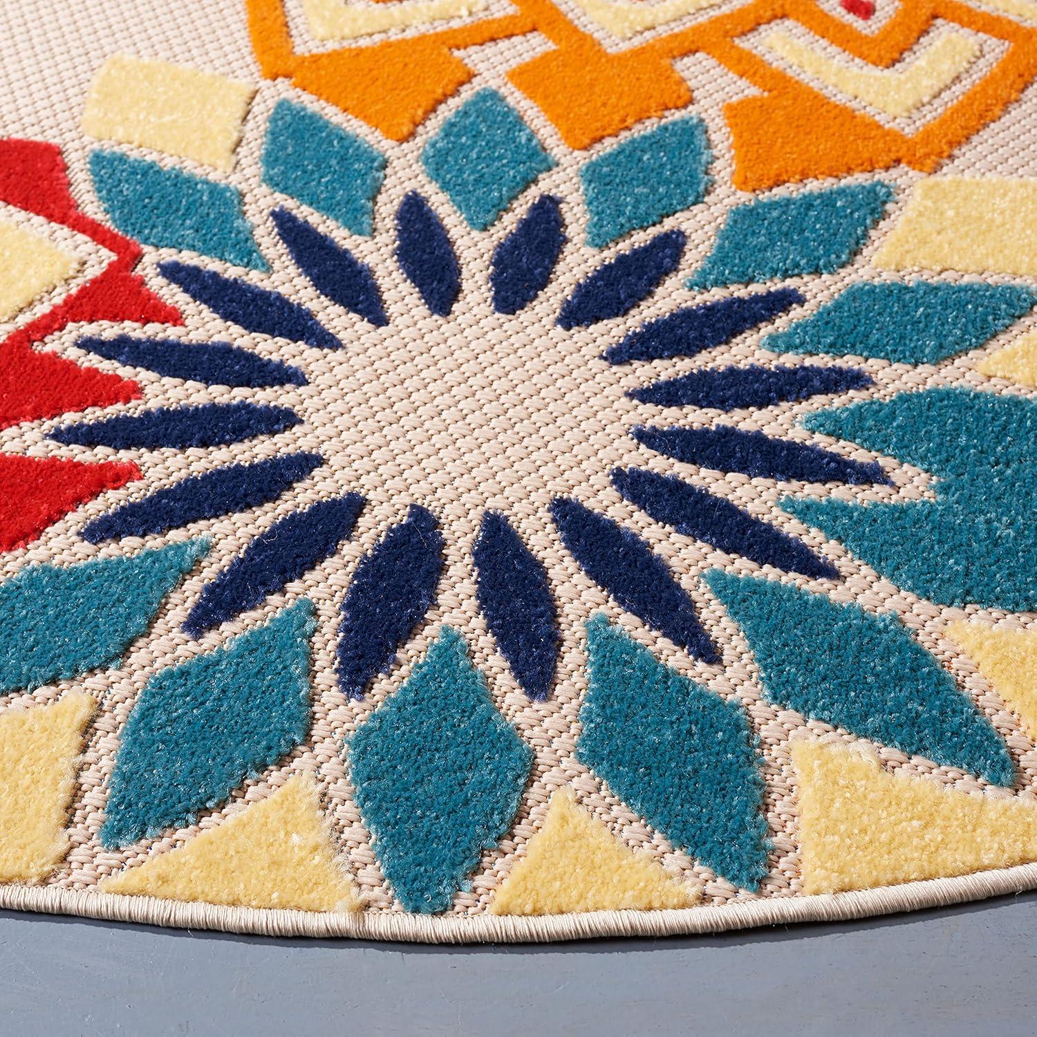 image:imageSAFAVIEH Washable Rug Outdoor Cabana Collection 8 x 10 Ivory amp Orange NonShedding amp Easy to Clean Ideal for Patio Backyard Mudroom CBN328AIvoryOrange