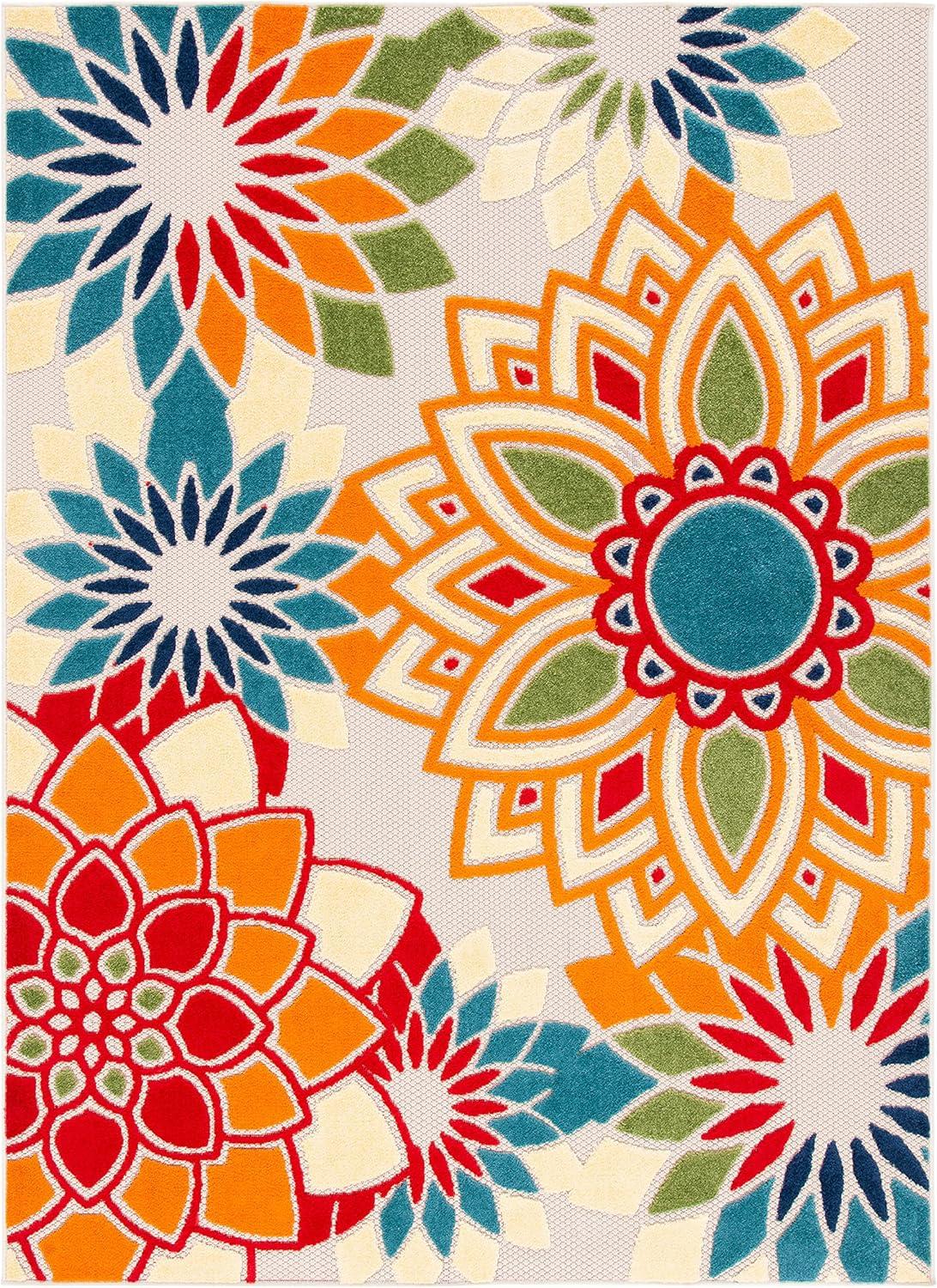 image:imageSAFAVIEH Washable Rug Outdoor Cabana Collection 8 x 10 Ivory amp Orange NonShedding amp Easy to Clean Ideal for Patio Backyard Mudroom CBN328AIvoryOrange