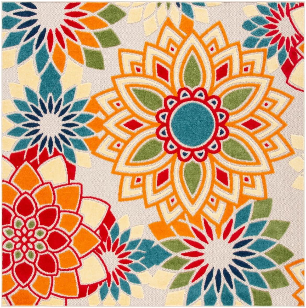 image:imageSAFAVIEH Washable Rug Outdoor Cabana Collection 8 x 10 Ivory amp Orange NonShedding amp Easy to Clean Ideal for Patio Backyard Mudroom CBN328AIvoryOrange