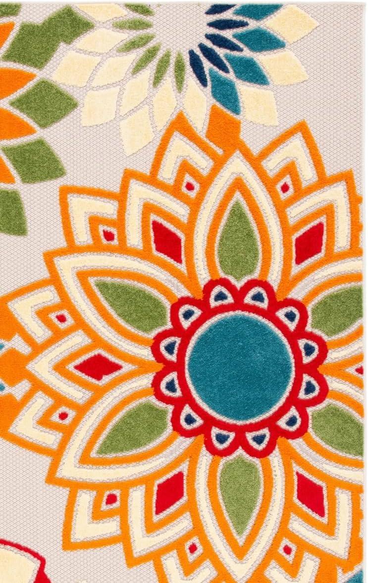 image:imageSAFAVIEH Washable Rug Outdoor Cabana Collection 8 x 10 Ivory amp Orange NonShedding amp Easy to Clean Ideal for Patio Backyard Mudroom CBN328AIvoryOrange
