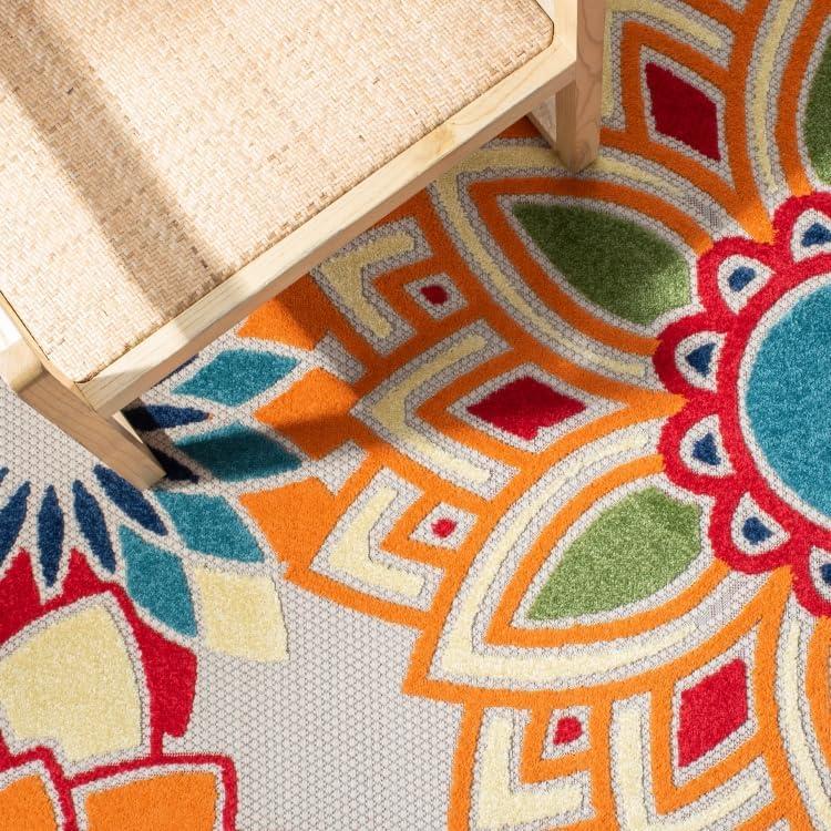 image:imageSAFAVIEH Washable Rug Outdoor Cabana Collection 8 x 10 Ivory amp Orange NonShedding amp Easy to Clean Ideal for Patio Backyard Mudroom CBN328AIvoryOrange