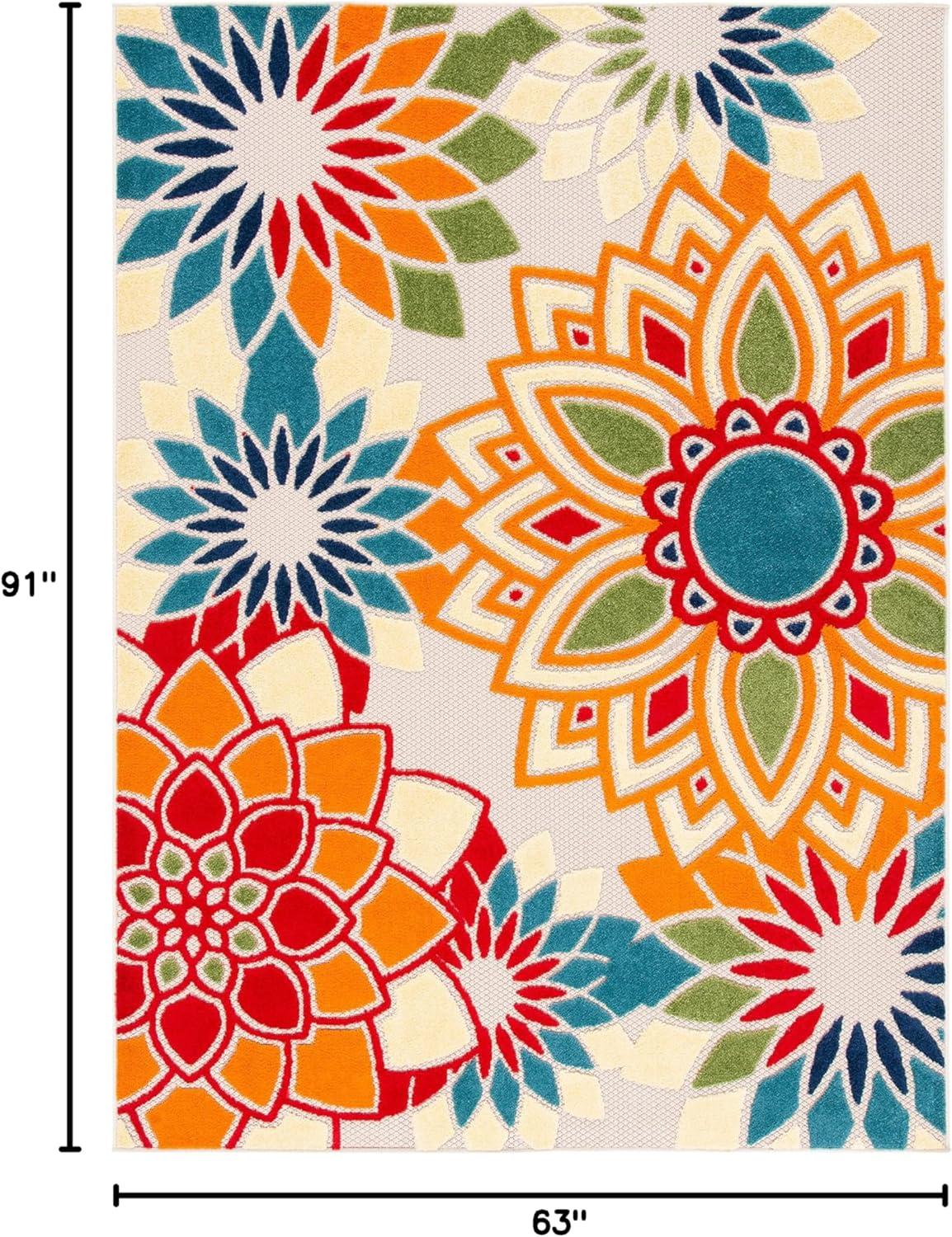 image:imageSAFAVIEH Washable Rug Outdoor Cabana Collection 8 x 10 Ivory amp Orange NonShedding amp Easy to Clean Ideal for Patio Backyard Mudroom CBN328AIvoryOrange