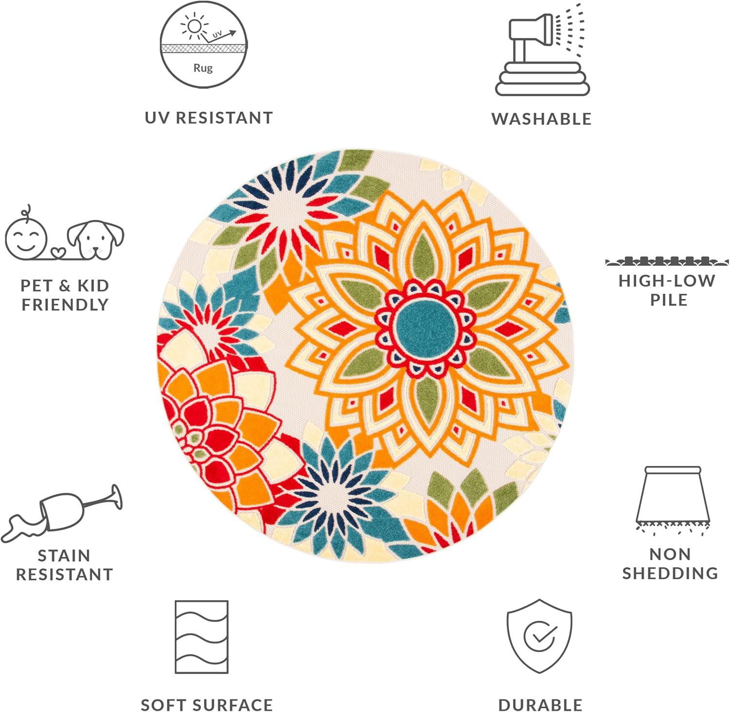 image:imageSAFAVIEH Washable Rug Outdoor Cabana Collection 8 x 10 Ivory amp Orange NonShedding amp Easy to Clean Ideal for Patio Backyard Mudroom CBN328AIvoryOrange