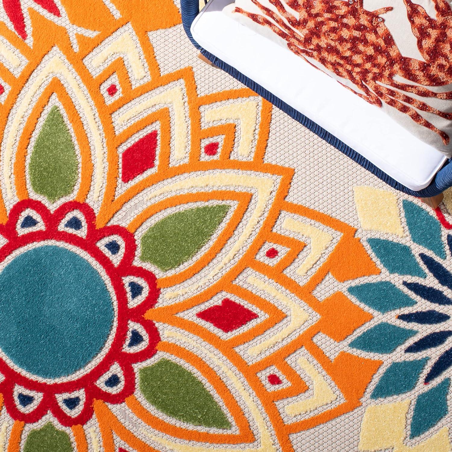 image:imageSAFAVIEH Washable Rug Outdoor Cabana Collection 8 x 10 Ivory amp Orange NonShedding amp Easy to Clean Ideal for Patio Backyard Mudroom CBN328AIvoryOrange