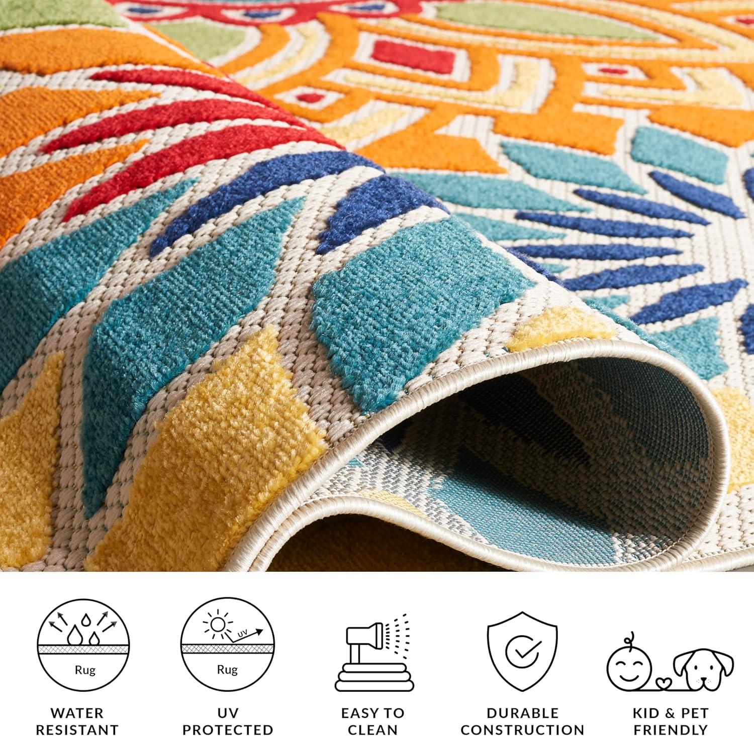 image:imageSAFAVIEH Washable Rug Outdoor Cabana Collection 8 x 10 Ivory amp Orange NonShedding amp Easy to Clean Ideal for Patio Backyard Mudroom CBN328AIvoryOrange