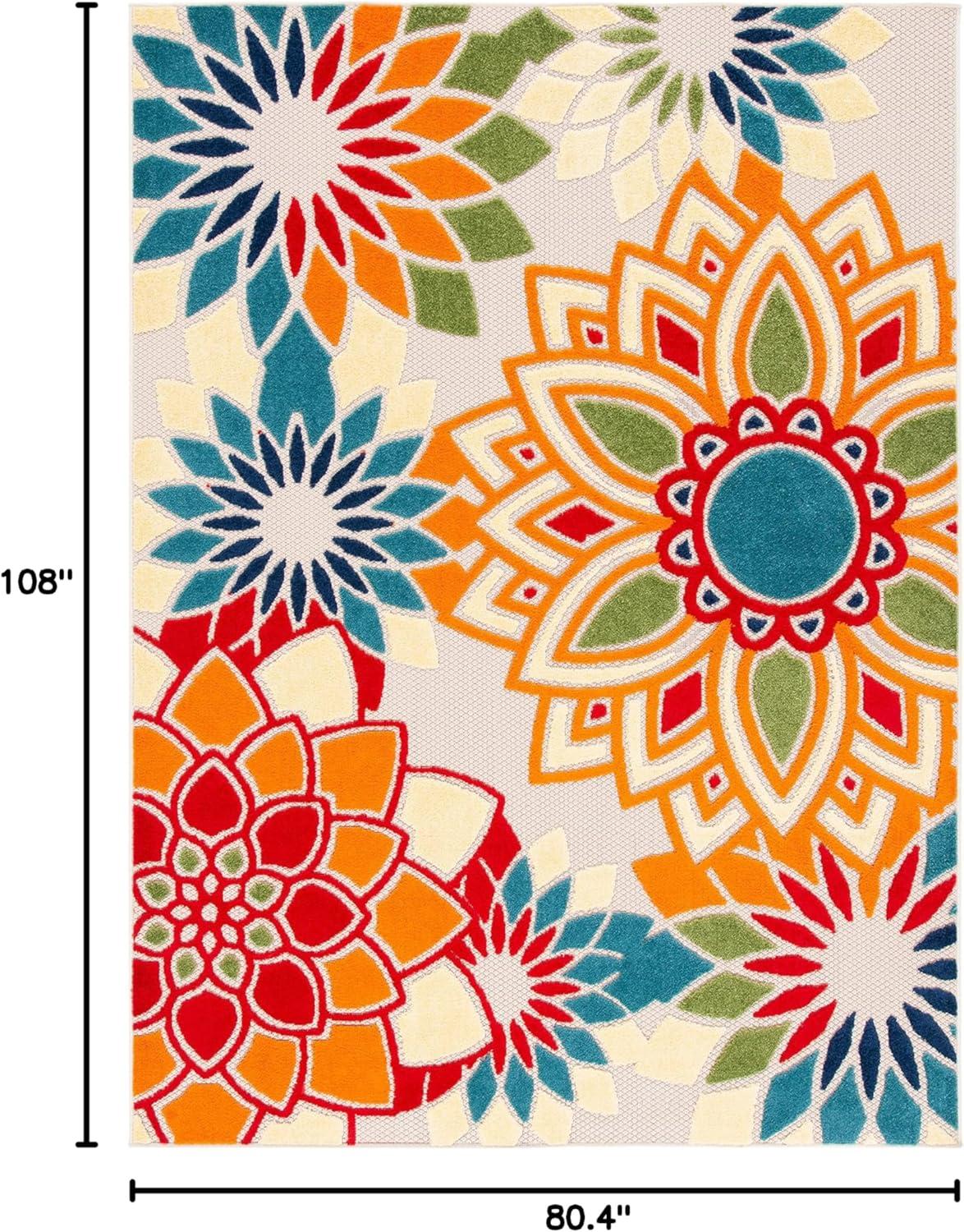 image:imageSAFAVIEH Washable Rug Outdoor Cabana Collection 8 x 10 Ivory amp Orange NonShedding amp Easy to Clean Ideal for Patio Backyard Mudroom CBN328AIvoryOrange