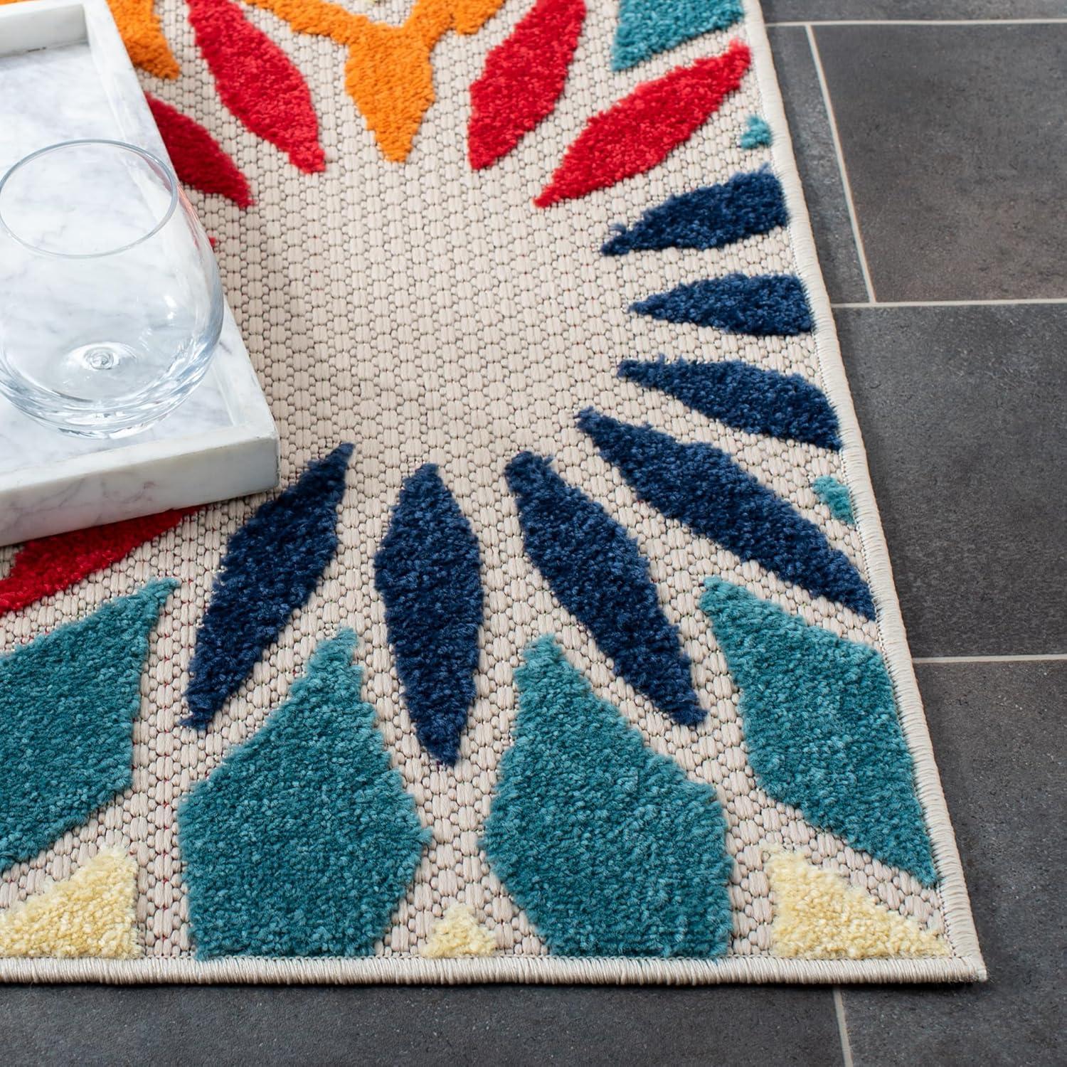 image:imageSAFAVIEH Washable Rug Outdoor Cabana Collection 8 x 10 Ivory amp Orange NonShedding amp Easy to Clean Ideal for Patio Backyard Mudroom CBN328AIvoryOrange