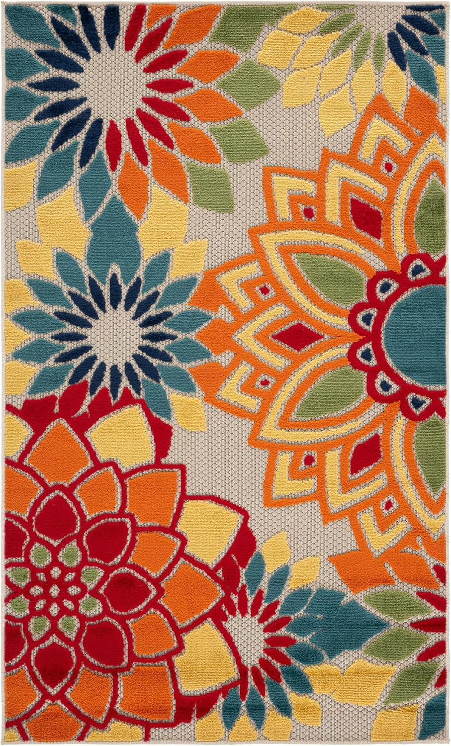 image:imageSAFAVIEH Washable Rug Outdoor Cabana Collection 8 x 10 Ivory amp Orange NonShedding amp Easy to Clean Ideal for Patio Backyard Mudroom CBN328AIvoryOrange