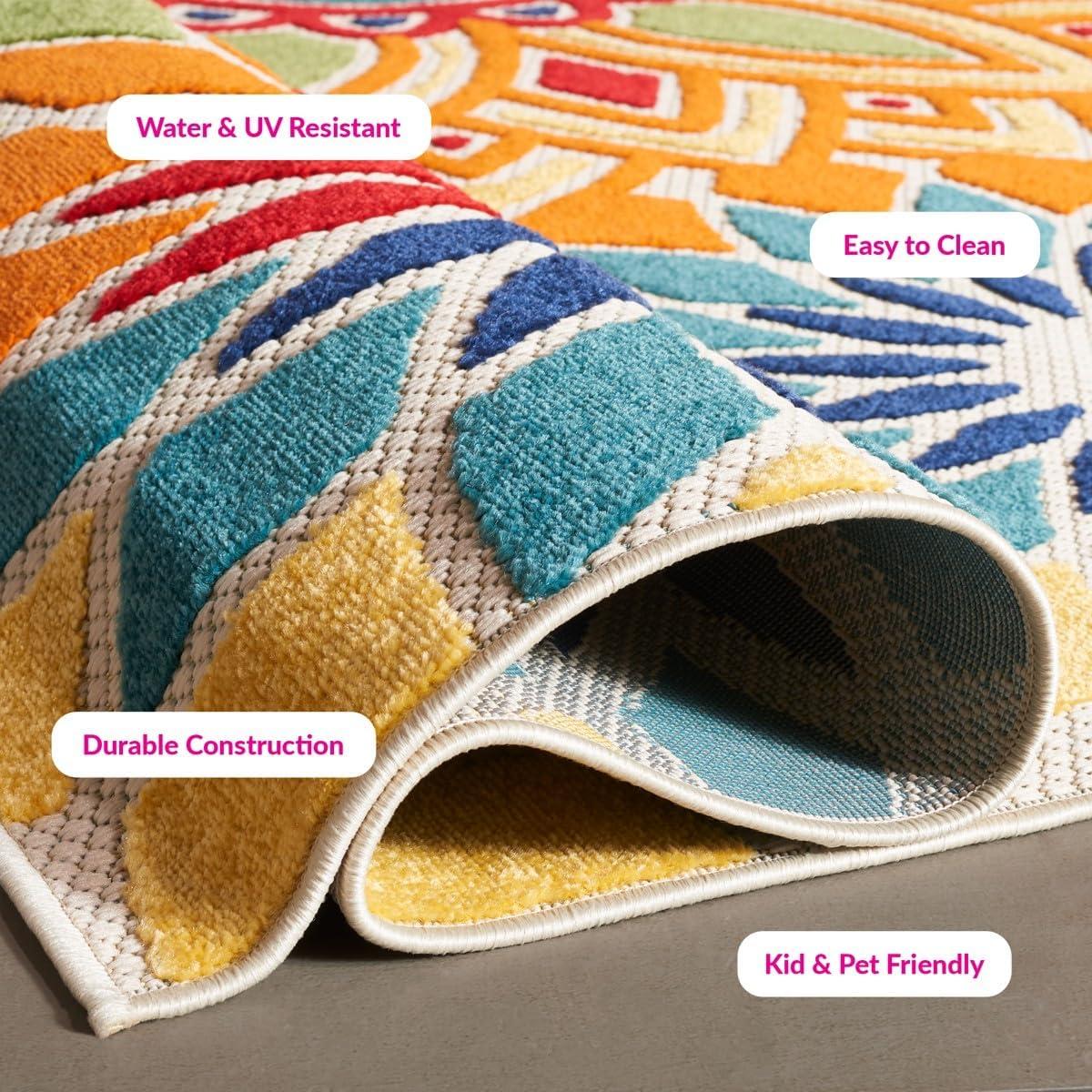 image:imageSAFAVIEH Washable Rug Outdoor Cabana Collection 8 x 10 Ivory amp Orange NonShedding amp Easy to Clean Ideal for Patio Backyard Mudroom CBN328AIvoryOrange