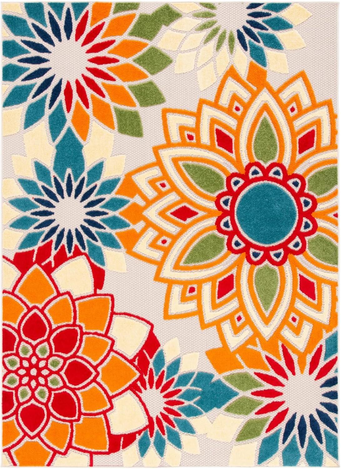 image:imageSAFAVIEH Washable Rug Outdoor Cabana Collection 8 x 10 Ivory amp Orange NonShedding amp Easy to Clean Ideal for Patio Backyard Mudroom CBN328AIvoryOrange